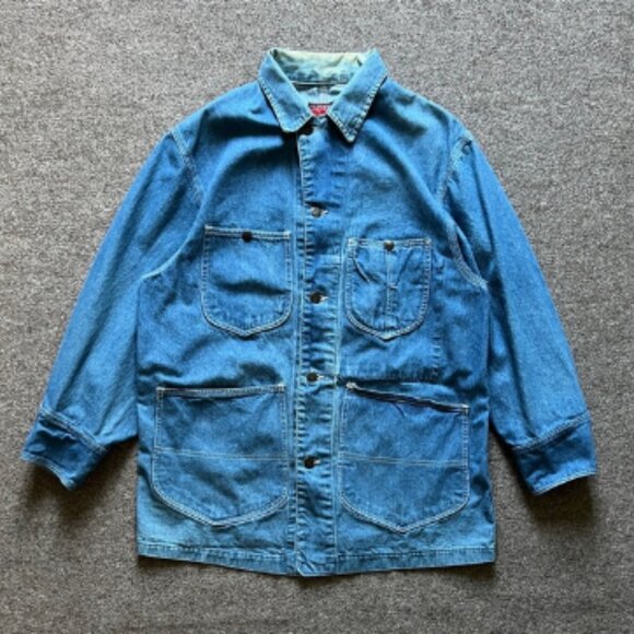 Vintage H.W. Carter & Sons Railroad Denim Chore Work Jacket Watch The Wear Small - Picture 1 of 16